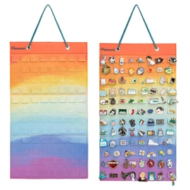 PACMAXI Hanging Brooch Pin Organizer, Display Pins Storage Case, Brooch Collection Storage Holder, Holds Up to 96 Pins.(Not Include Any Accessories) (S-96 Slots, Colorful)