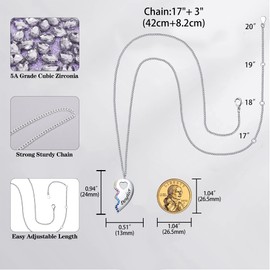 Mother Daughter Pendant Necklaces Set for 2 Women Teen Girls, 925 Sterling Silver Half Joined Matching Broken Heart Mom Mommy Best Friend Jewelry - Birthday, Graduation, Christmas Gifts