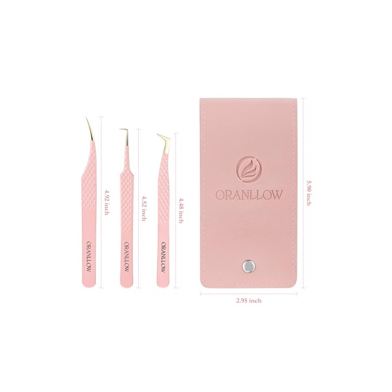 3 Pcs Precision Fiber Tip Lash Tweezers Set for Eyelash
