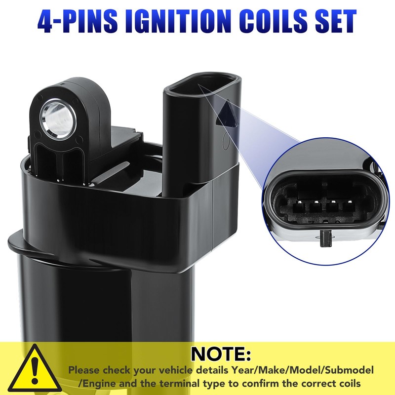 Set of 8 Round Ignition Coil Pack & Spark Plugs