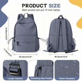 HYC00 School Backpack Womens, Causal Travel School Bags 14 Inch Laptop Backpack for Teenage Girls Lightweight Rucksack Water Resistant Bookbag College Boys Men Work Daypack, Blue Purple