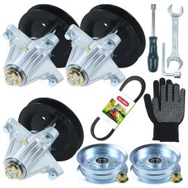 GELASKA 3 Pack 918-06978 Spindle Assembly with 756-05034A Idler Pulley 954-05025A Belt Replaces 618-06978 for Cub Cadet XT1-ST54, XT2-GX54, XT1-GT54, XT2-ST54 Mowers