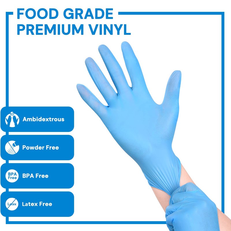 EDI Disposable Vinyl Gloves Medium, 100 pcs (Blue) - Powder-Free,