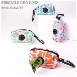 Fashionable Dog Poop Bag Holder Dog Poop Bag Dispenser for Leash,with Metal Carabiner Clip, Soft Mesh Design,One Roll 15 Bags Included,Candy Colors,3.5 x 1.8 x 2.2 inches (Blue)