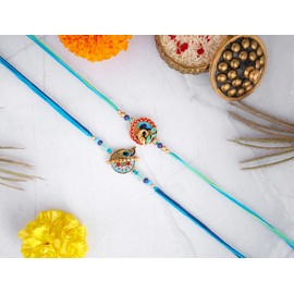 Set of 2 Rakhi For Brother With Greeting Card Traditional Indian Rakhi For Raksha Bandhan Designer Rakhi Thread for Bhaiya