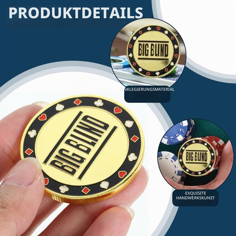 ZORVYN 3 Piece Poker Button Set in Case (Metal Coins),