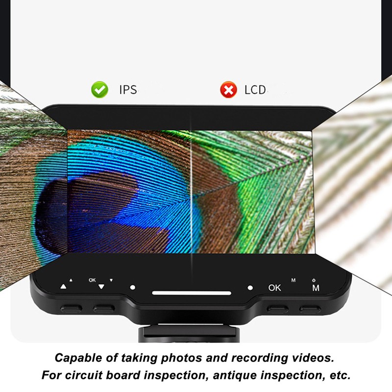 Digital Microscope 4.3in IPS Screen 1000X Inspection Microscope with LED