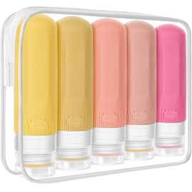 La ishely Travel Bottles Set for Toiletries, Refillable Liquid Silicone Squeezable Travel Essentials Accessories for Shampoo Conditioner Lotion, 3 floz Leak Proof Travel Size Containers