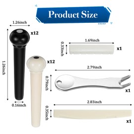 Mabor 24Pcs Acoustic Guitar Bridge Pins with Bridge Pin Puller Remover & Guitar Saddle Nut, Guitars Pegs Replacement Parts and Accessories