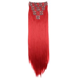 PRETTYSHOP XXL 24" 8 Pieces Set Clip In Extensions Hair Extension Hairpiece Straight Intense Red CES9
