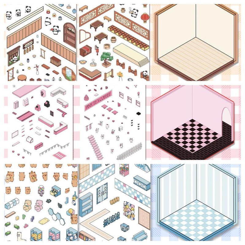 DIY 3D Miniaturized Stickers - Cute Cabin Landscaping Collage, 10-Piece