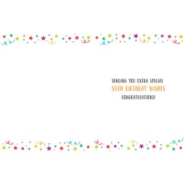 Modern Milestone Age Happy Birthday Card 50th - 8 x 6 inches - Regal Publishing,White Smoke
