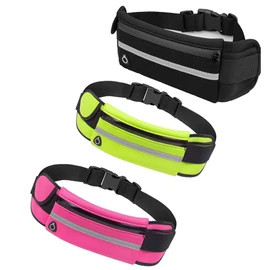 3 Cangurera Deportiva Materiales Saludables, 3 Unidades Deportes Cinturón Elastic Waist de Pack con Doble Bolsa para Auricular y Llaves, Riñoneras Deportivo para Correr, Ciclismo, Gimnasio
