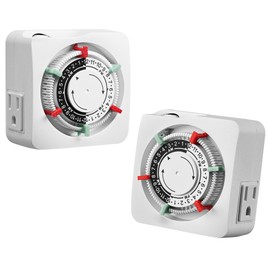 SURAIELEC Mechanical Timer with 2 Grounded Outlets Indoor, 2 Pack
