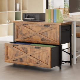 SEDETA 2 Drawer Lateral File Cabinets, Filing Cabinet Fits Letter, Legal, A4 Size for Home Office, Lateral File Cabinet with Printer Stand, Storage Shelf, Rustic Brown