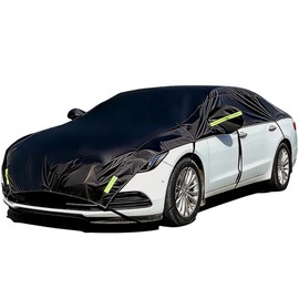 Konnfeir Half Car Cover All Weather Car Body Cover for All Season Sunshade Cover Snow Cover Waterproof 420D Oxford Fabric (Fit Sedan)