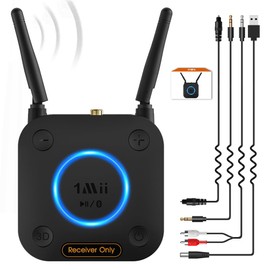 [Upgraded] 1Mii B06Pro Long Range Bluetooth Receiver, HiFi Wireless Audio Adapter, Bluetooth 5.2 Receiver with 3D Surround aptX HD Low Latency Optical RCA AUX 3.5mm Coaxial for Home Stereo System