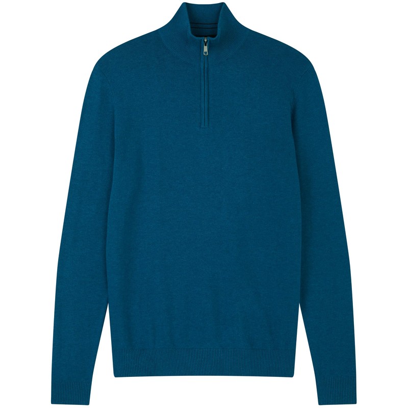 Charles Wilson Men's Cotton Zip Up Jumper, Dark Blue (0524)