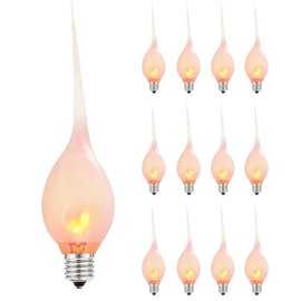Abeja Flicker Flame Light Bulb, Silicone Dipped Candle Light Bulb, 1 Watt Country Style Silicone Light Bulbs for Electric Window Candles, Chandelier, E12 Candelabra Base (12 Pack)
