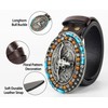 Western-Turquoise-Cowboy-Belt for Men Women with Longhorn Bull Buckle Belt for