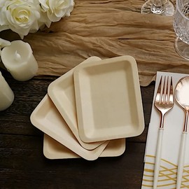 Balsa Circle 50 pcs 5" Natural Bamboo Rectangular Mini Plates - Wedding Party Event Catering Biodegradable Tableware