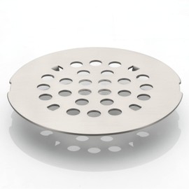 Snap-in Shower Drain Cover 4-1/4 inch Shower Strainer Grid Round (1, Brushed Nickel)