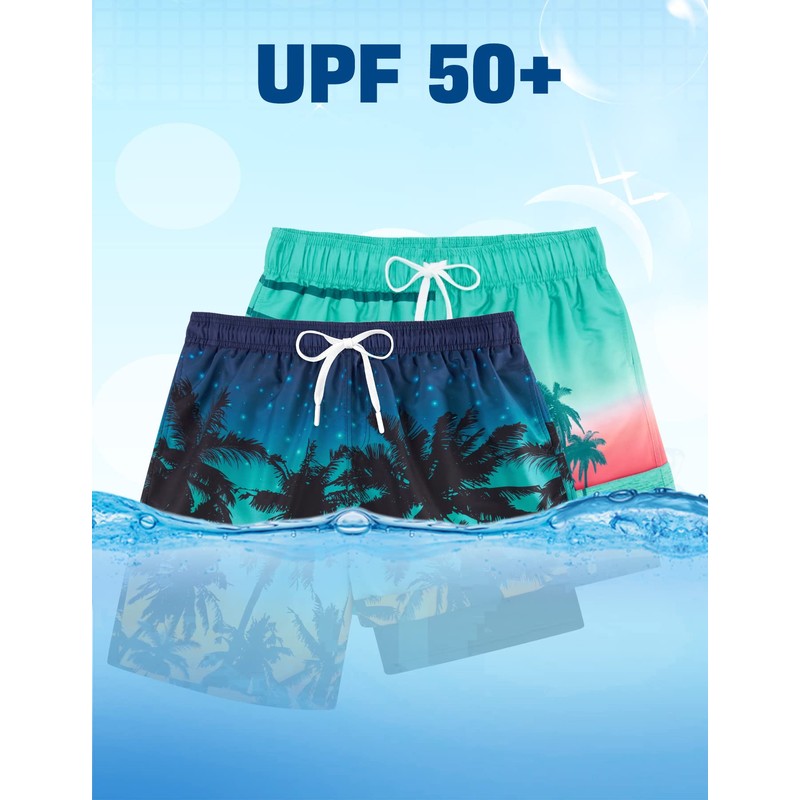 TUONROAD Compression Board Shorts for Mens Palm Tree 3XL Swimming
