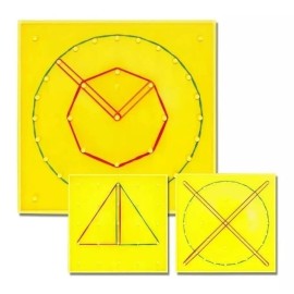 Hacer y Aprender Geoplano Matemático Doble Cara Jumbo 23cm Didáctico + Ligas