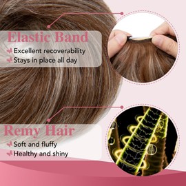 Thick Human Hair Messy Bun, 100% Real Hair Bun Extensions for Women, Wavy, Natural & Smooth,25g #Medium Brown & Bleach Blonde