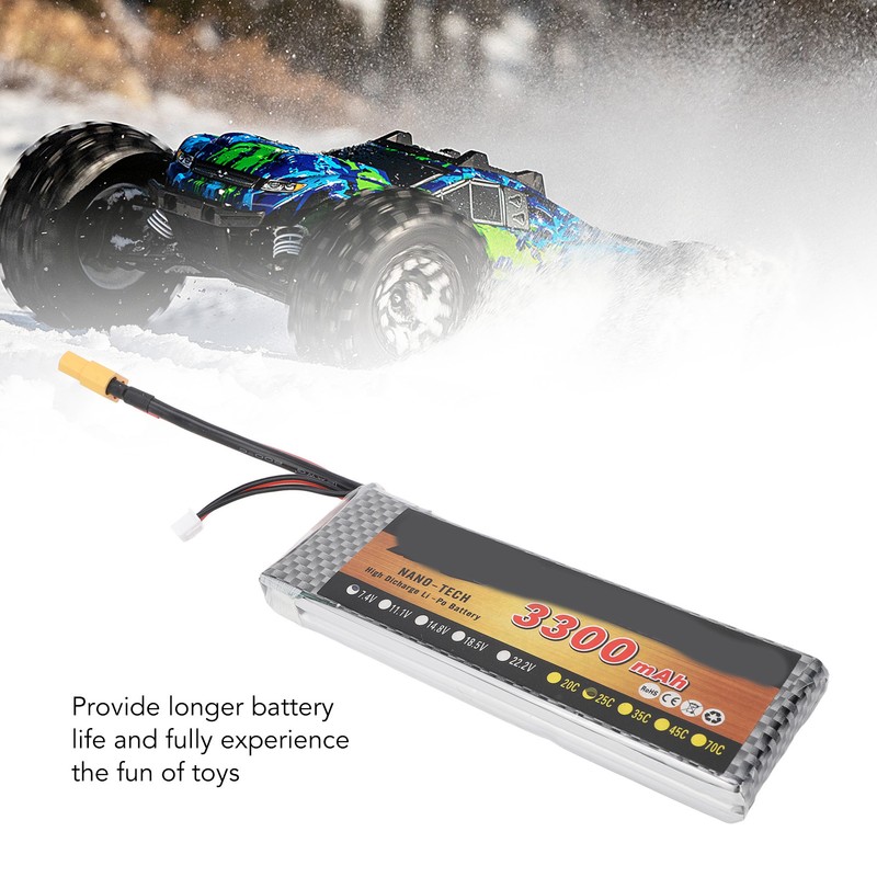 7.4V 3300mAh 25C XT60 RC Lithium Battery for 1/8 1/10