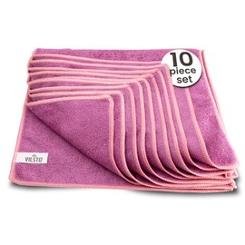 VILSTO Microfibre Cleaning Cloths Cloths Cleaning Cloths Window Cloths Microfibre Tea Towels Microfibre Cleaning Cloths Kitchen Towels Microfibre Cloths Car 30 x 30 cm Pack of 10 Purple