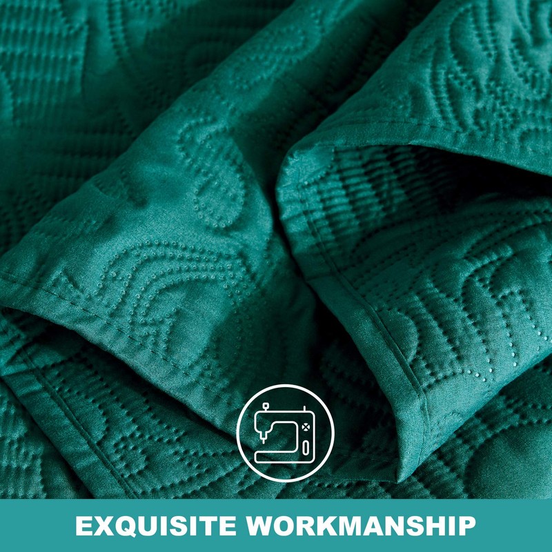 Hansleep Teal Quilt Queen Size - Damask Ultrasonic All Season