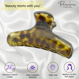 Parcelona Pinzas para el pelo de París, estilo francés, de 3 1/4 pulgadas, con resorte cubierto de celuloide, antideslizante, agarre antideslizante, para el cabello, para mujer, estilo duradero, accesorios para el cabello, para mujeres, con fuerte sujeci