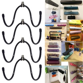 Yoga Mat Foam Rollers Wall Rack Wall Storage Mount Wall Holder Storage Shelf for Foam Rollers and Yoga Mat / Sports Sweat Towel, Up to 20Lbs - No Mat - Upgrade - 4/PK