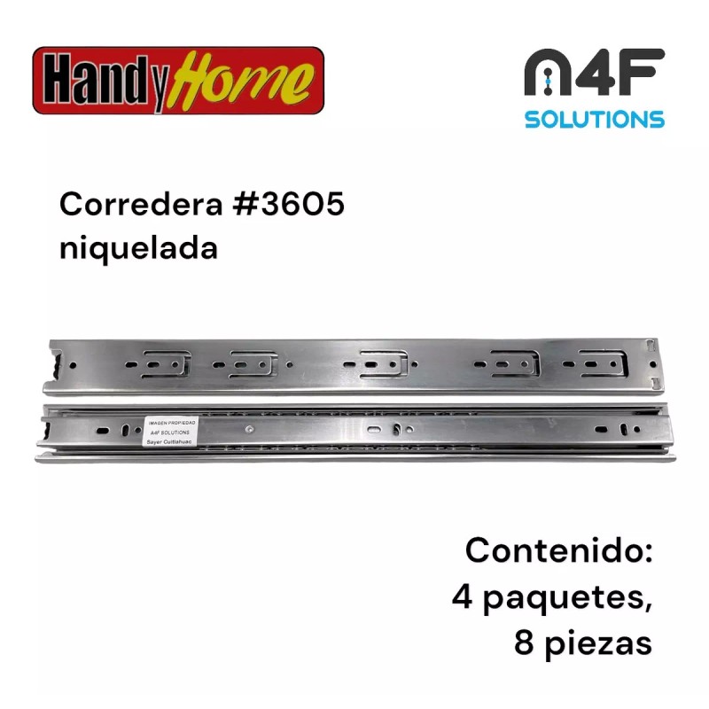 Handyhome Corredera Cajón Handy Home 45cm X 4.5cm 4paquetes 8pz