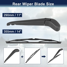 X AUTOHAUX Rear Windshield Wiper Blade Arm Set Fit for Volvo V50 2004-2012 - 360mm 14inch