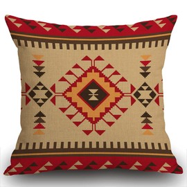 Smooffly Ethnic Pattern Cushion Cover, Tribal Print Pillow Cover Case, American Aztec Throw Pillow Case Funny Quotes Throw Pillow Cover Cotton Linen 18 x 18 Inch 45X45CM