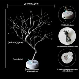 Costcom 108 LED USB Tree Night Light Fairy Wire Desk Table Room Lamp Party Decor DIY Adjustable Branches