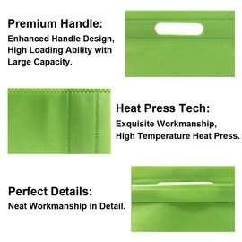 Muka 6 PCS Non-woven Die-cut Handle Tote Bag Heat Sealed Shopping Bag Goodie present Bag for Merchandise Packaging-Black-14"x18"