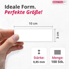 Magstick® 100 writeable magnetic labels, 10 x 3 cm, white, magnetic labelling film, writeable magnetic strips for labelling, mag_174