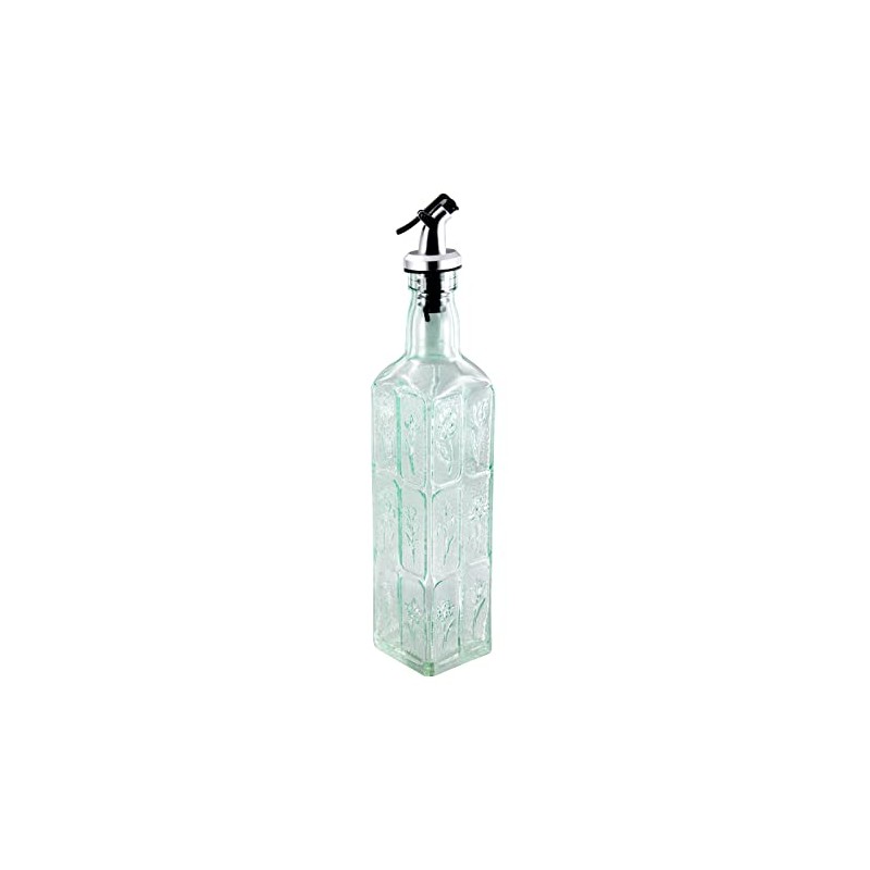 Grant Howard Flowers Bouquet Embossed Glass Square Oil and Vinegar