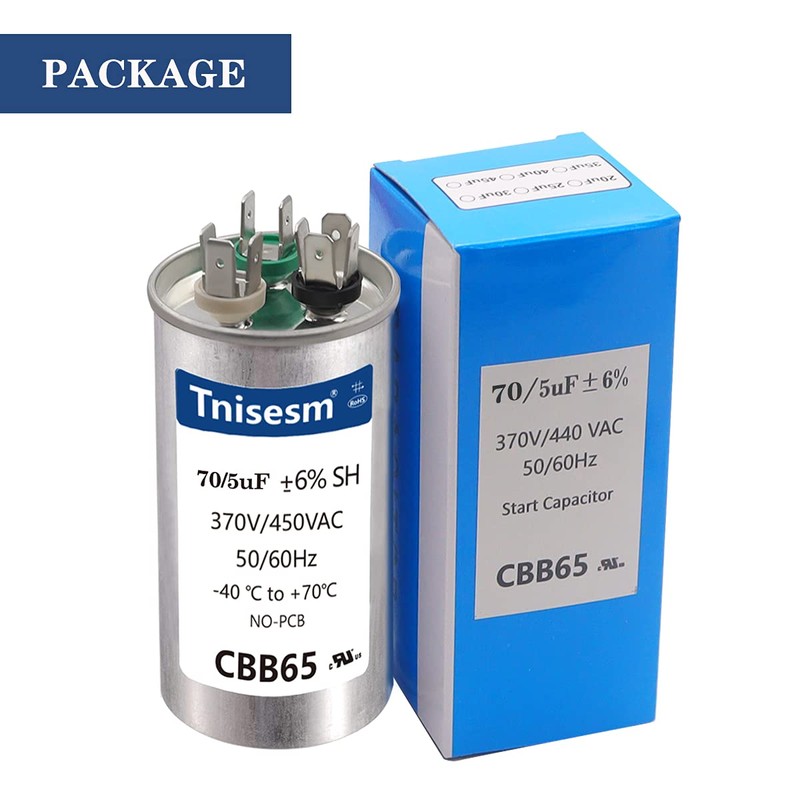 Tnisesm 70+5 uF 70/5 MFD ±6% CBB65 Capacitor Dual Run