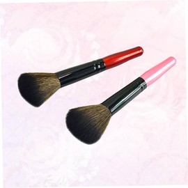 FOMIYES 2pcs Powder Brush Set Long Wooden Handles for Makeup Application for Daily and Professional Use Includes Pink and Brushes