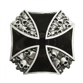 Westernranch Belt Buckle Iron Cross Iron Cross Skull Biker, multicoloured