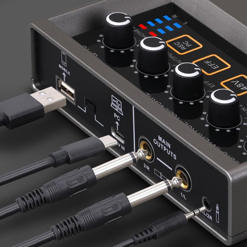Audio Interface Recording XLR Audio Interface DSP Reverb 48V Phantom