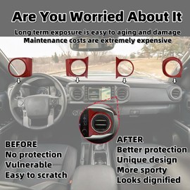 OUBUVO Car Inner Central Console Air Conditioning Vent Rings Frame Cover Trim Car Accessories Fit for Toyota Tacoma 2016 2017 2018 2019 2020 2021 2022 2023(Carbon Fiber Pattern)，4pcs