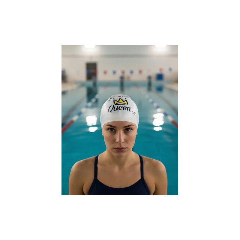 escualo Gorra para Natacion Mujer Adulto Modelo Queen (Silicon) Impermeable,