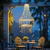 Hanging Solar Light Lantern Outdoor with Warm Crystal Chandelier Double
