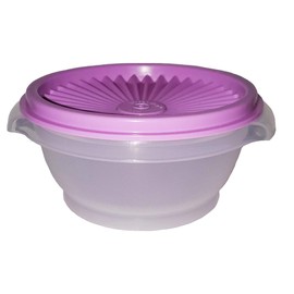 Tupperware Classic Servalier 10 Ounce Sheer Bowl with Daisy Purple Seal