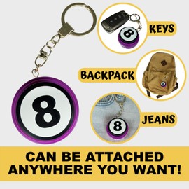 Mystic 8 Keychain Button - (15 Different Audio Answers) | New Generation of Traditional Mini Magic 8 Ball | Ask a YES or NO Question | White Elephant Gifts for Adults | Fortune Telling Ball